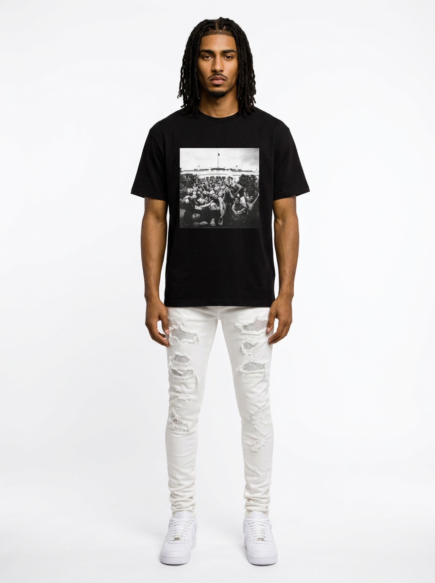Ripped Rhinestone Jean - White
