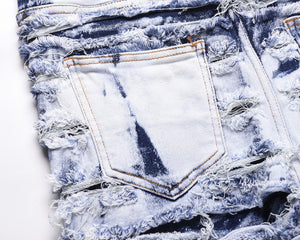 Frayed & Distressed Jean - Acid Light Blue