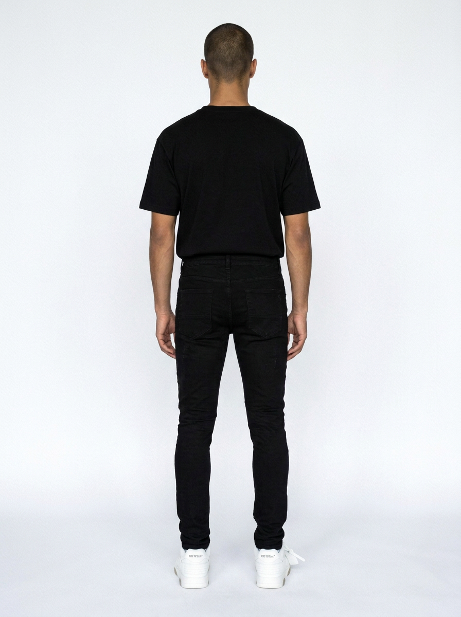 Ripped Rhinestone Jean - Black