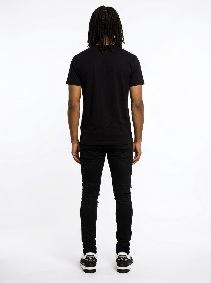 Ripped Panelled Patched Jean - Black