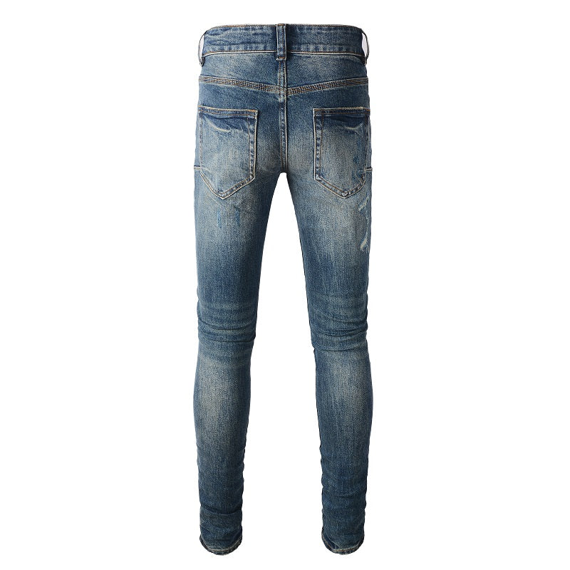 Classic Repaired Denim Jean - Blue