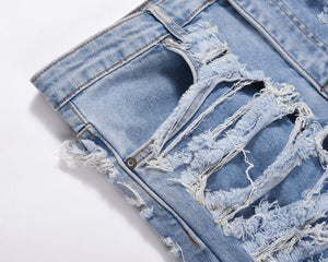 Frayed & Distressed Jean - Blue