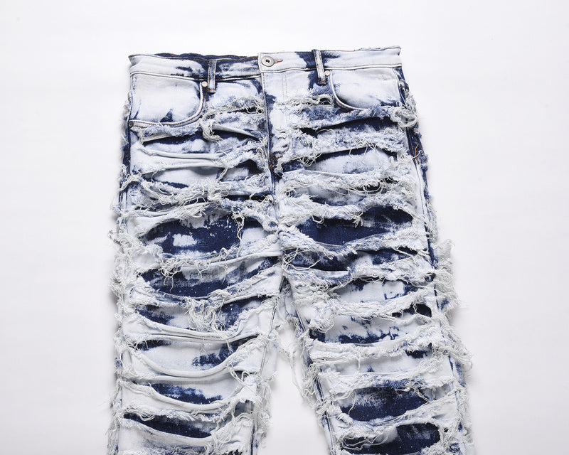 Frayed & Distressed Jean - Acid Light Blue