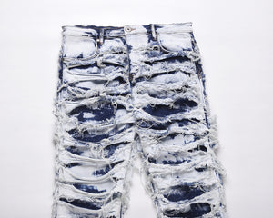 Frayed & Distressed Jean - Acid Light Blue