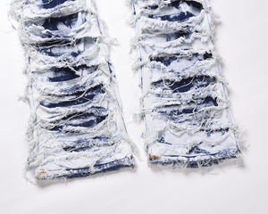 Frayed & Distressed Jean - Acid Light Blue