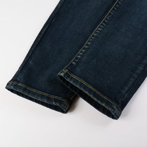 Ripped Panelled Patched Jean - Dark Blue