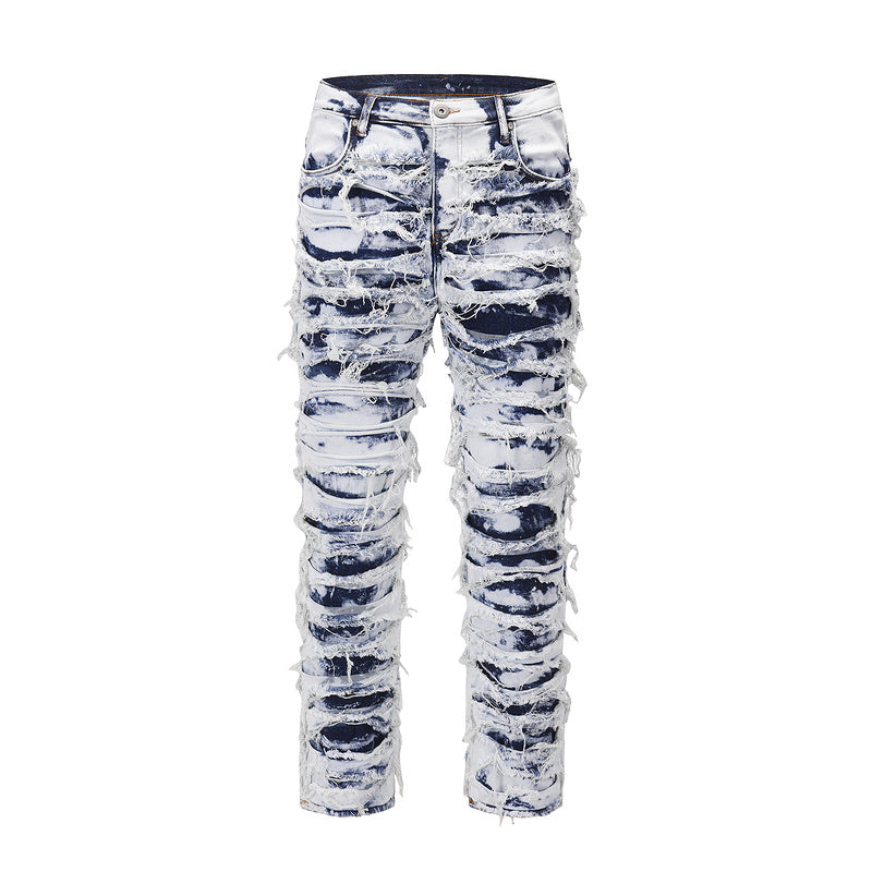 Frayed & Distressed Jean - Acid Light Blue