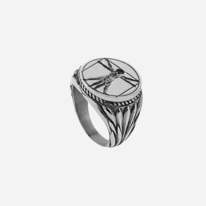 Vitruvian Man Silver Ring