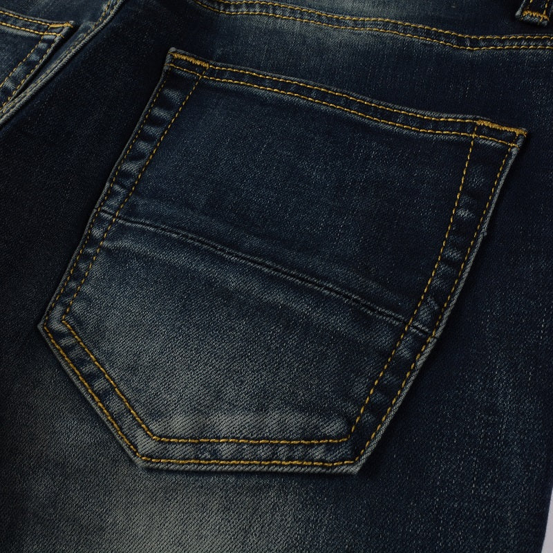 Ripped Panelled Patched Jean - Dark Blue