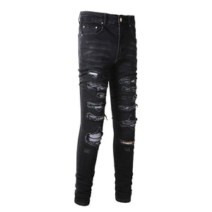 Ripped Panelled Patched Jean - Black