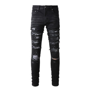 Ripped Panelled Patched Jean - Black