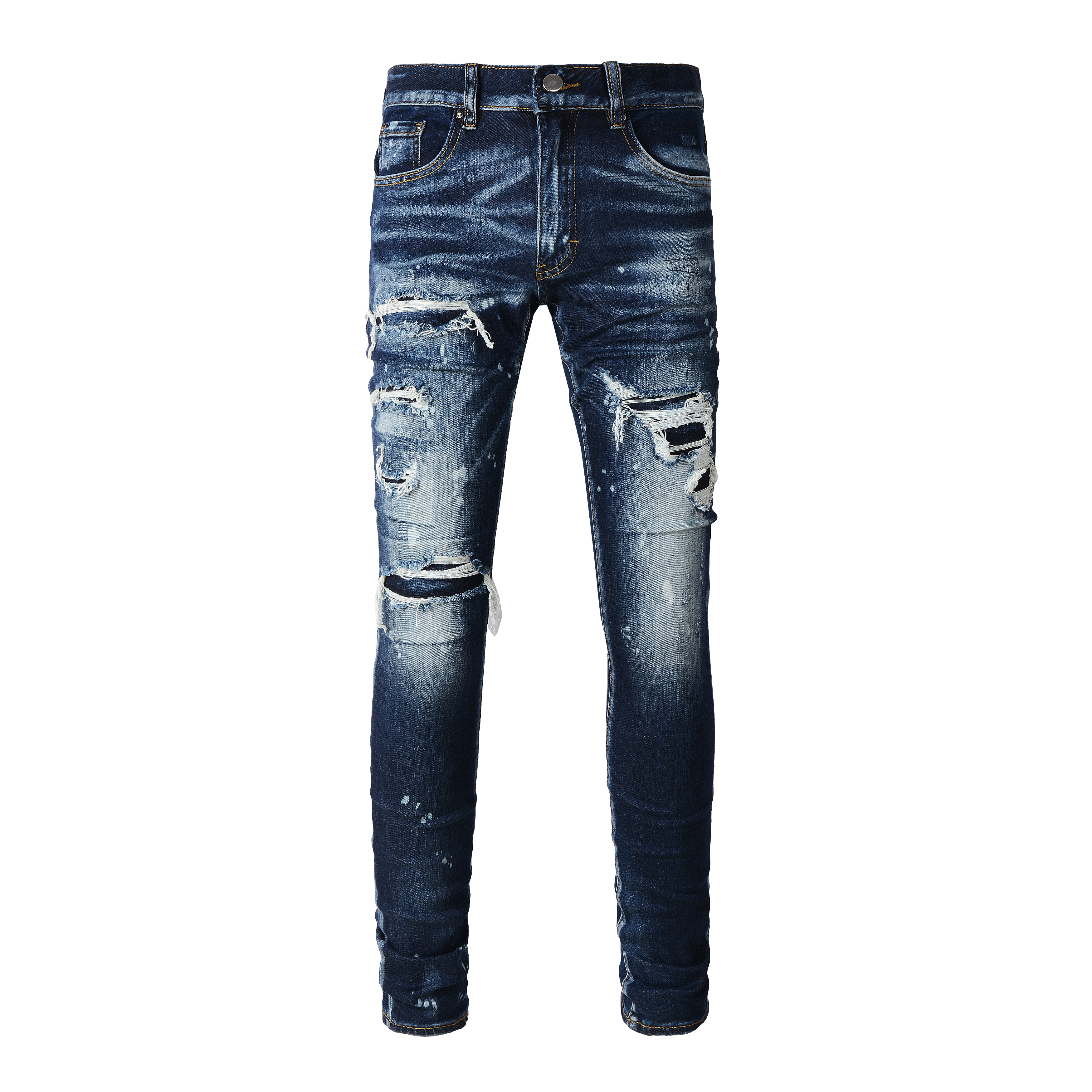 Ripped & Repaired Jean - Dark Blue Fade