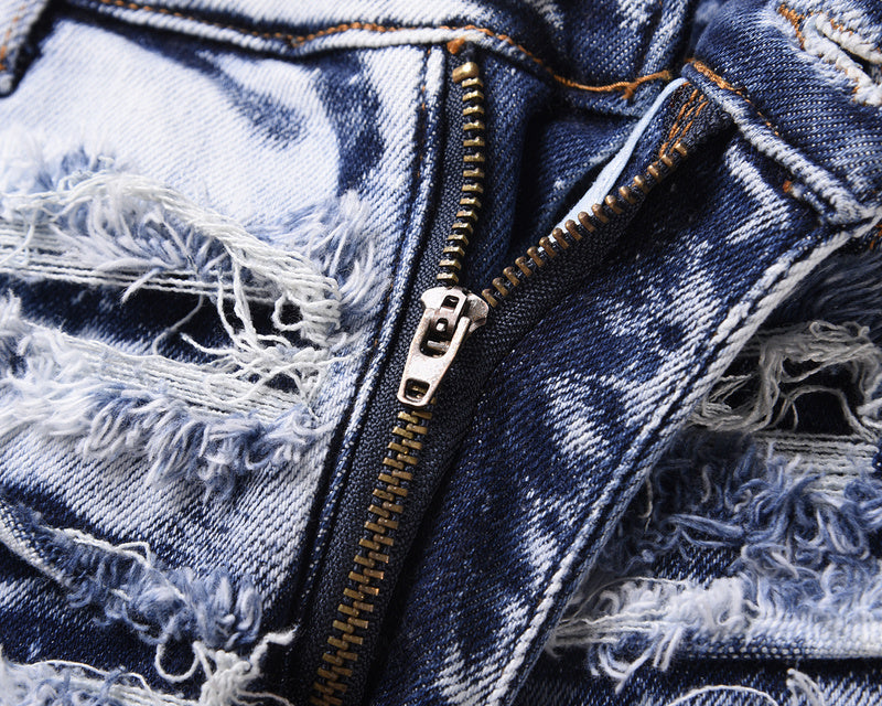 Frayed & Distressed Jean - Acid Light Blue