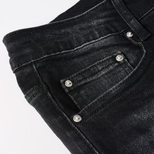 Ripped White Panelled Patched Jean - Black