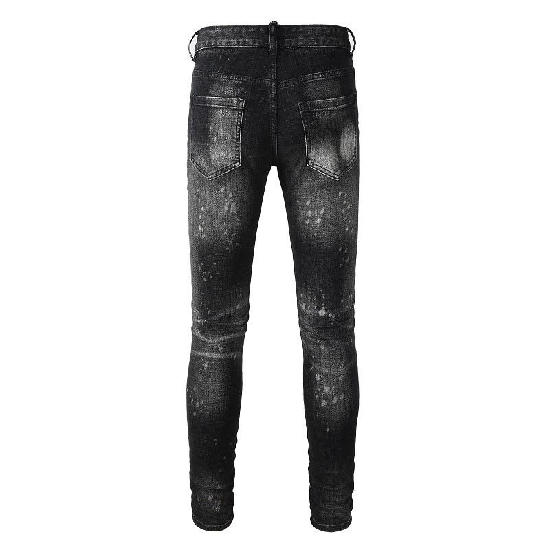 Ripped & Repaired Jean - Washed Black Fade