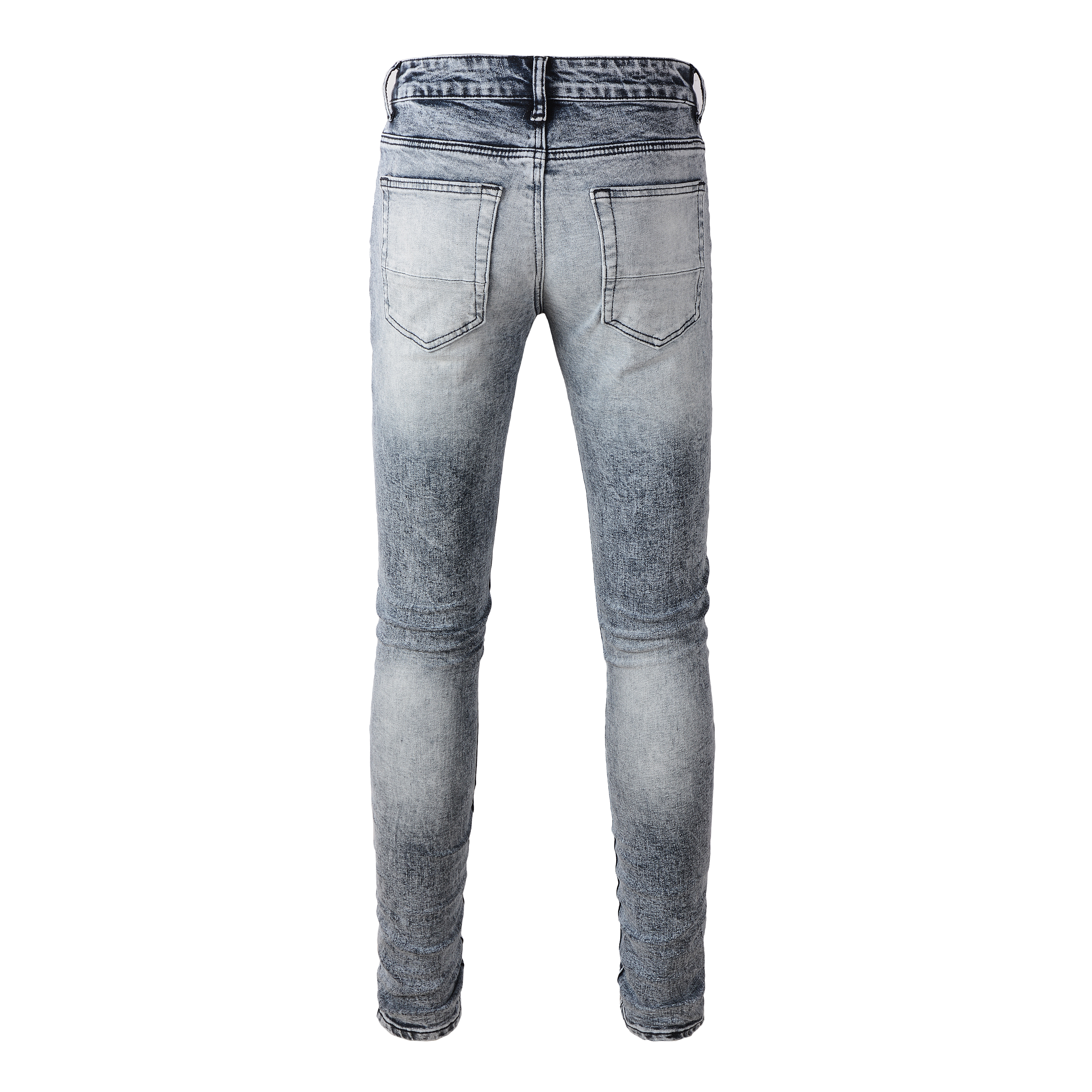 Ripped Panelled Patched Jean - Grey Fade