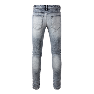 Ripped Panelled Patched Jean - Grey Fade