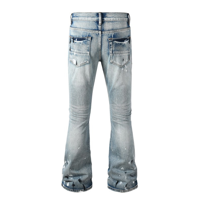 Paint Splash Flared Jean - Light Blue