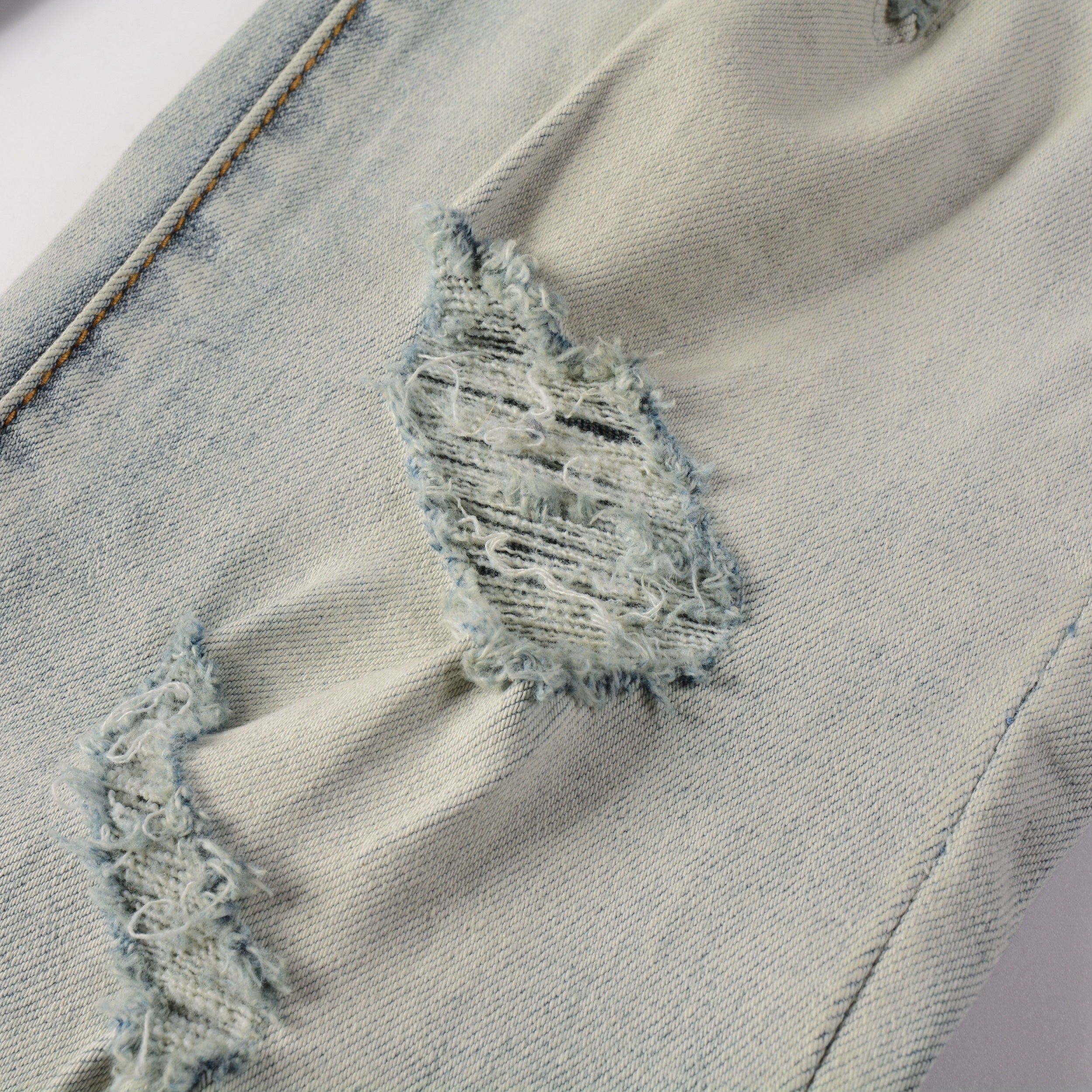 Ripped Rhinestone Jean - Bleached Blue