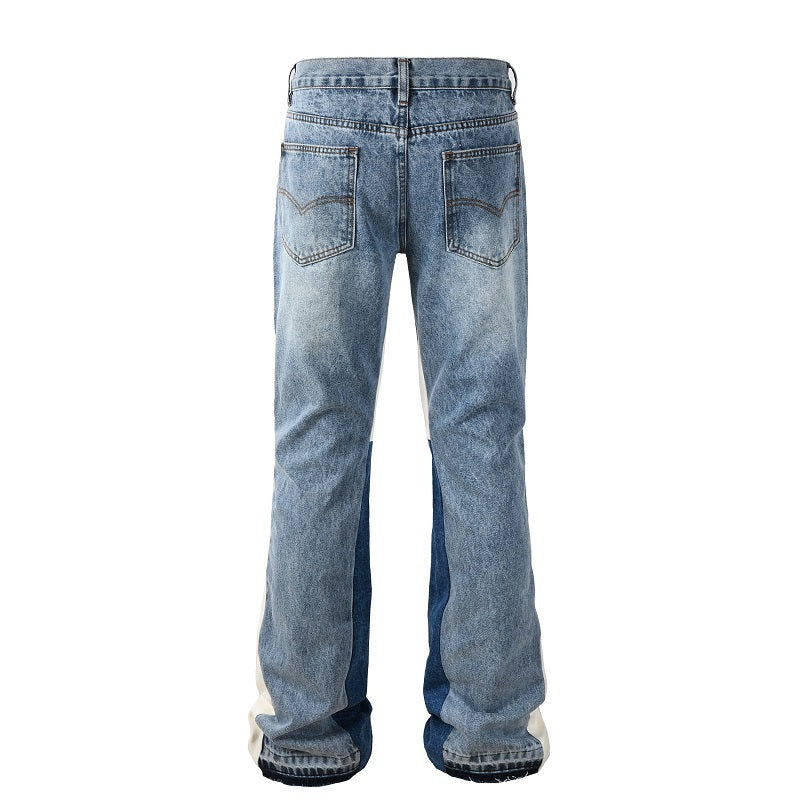 Flared Ripped Stacked Denim Jean - Blue