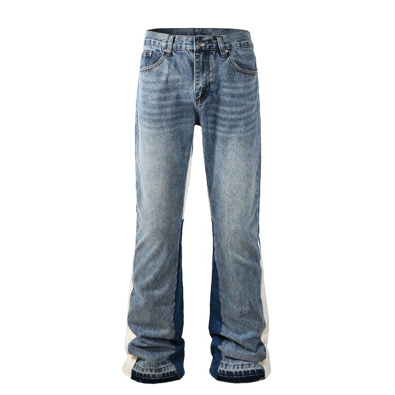 Flared Ripped Stacked Denim Jean - Blue