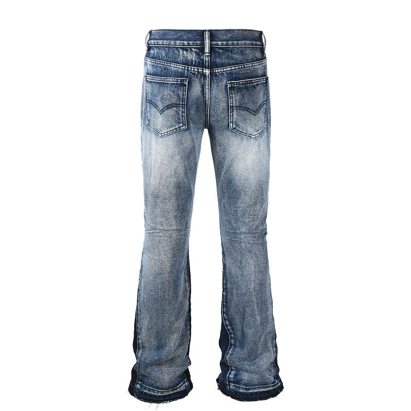 Flared Wide Leg Denim Jean - Dark Washed Blue
