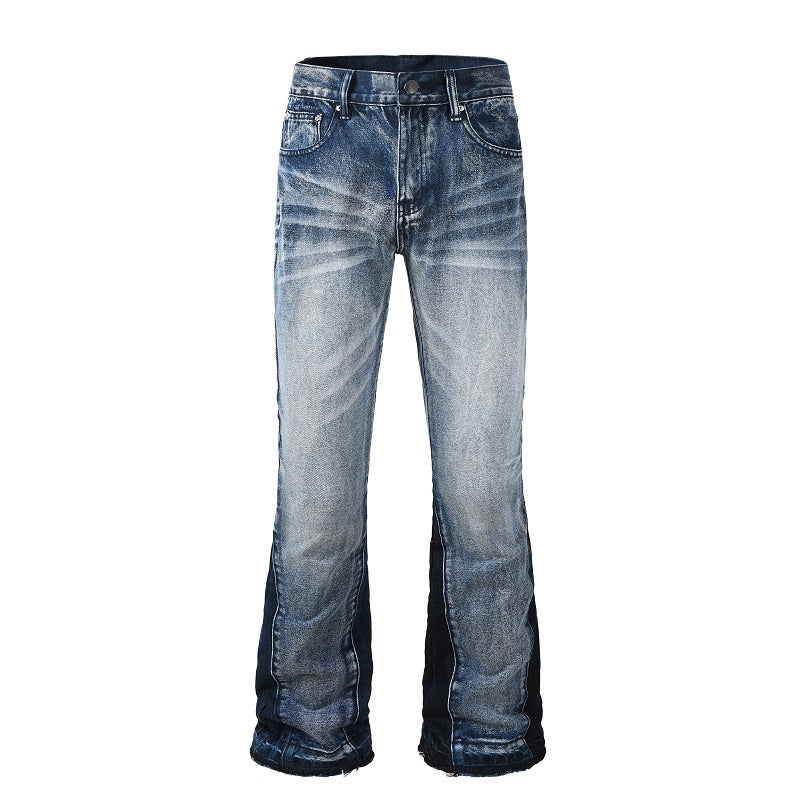 Flared Wide Leg Denim Jean - Dark Washed Blue