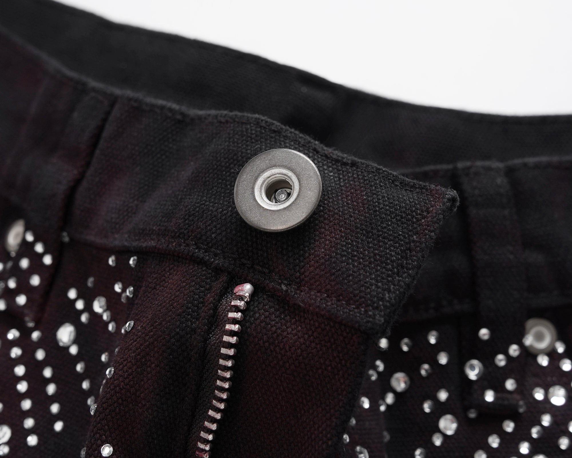 Rhinestone Cargo Denim Shorts - Black