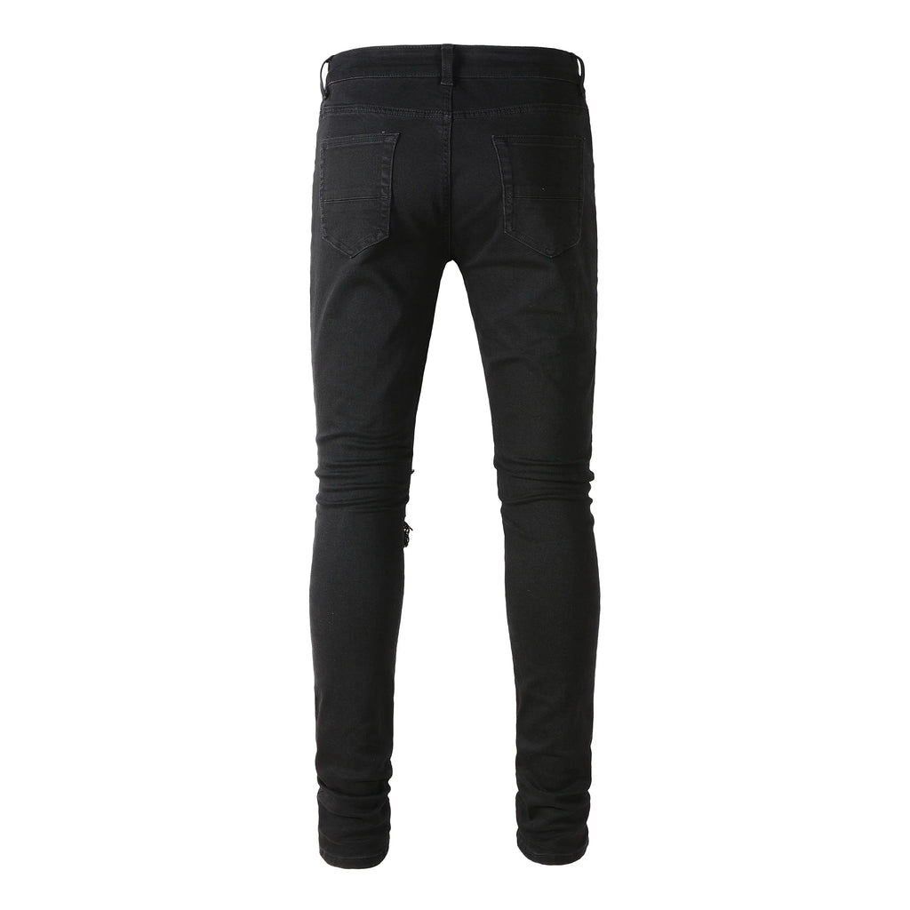 Ripped Panelled Patched Jean - Black - SAINT JAXON