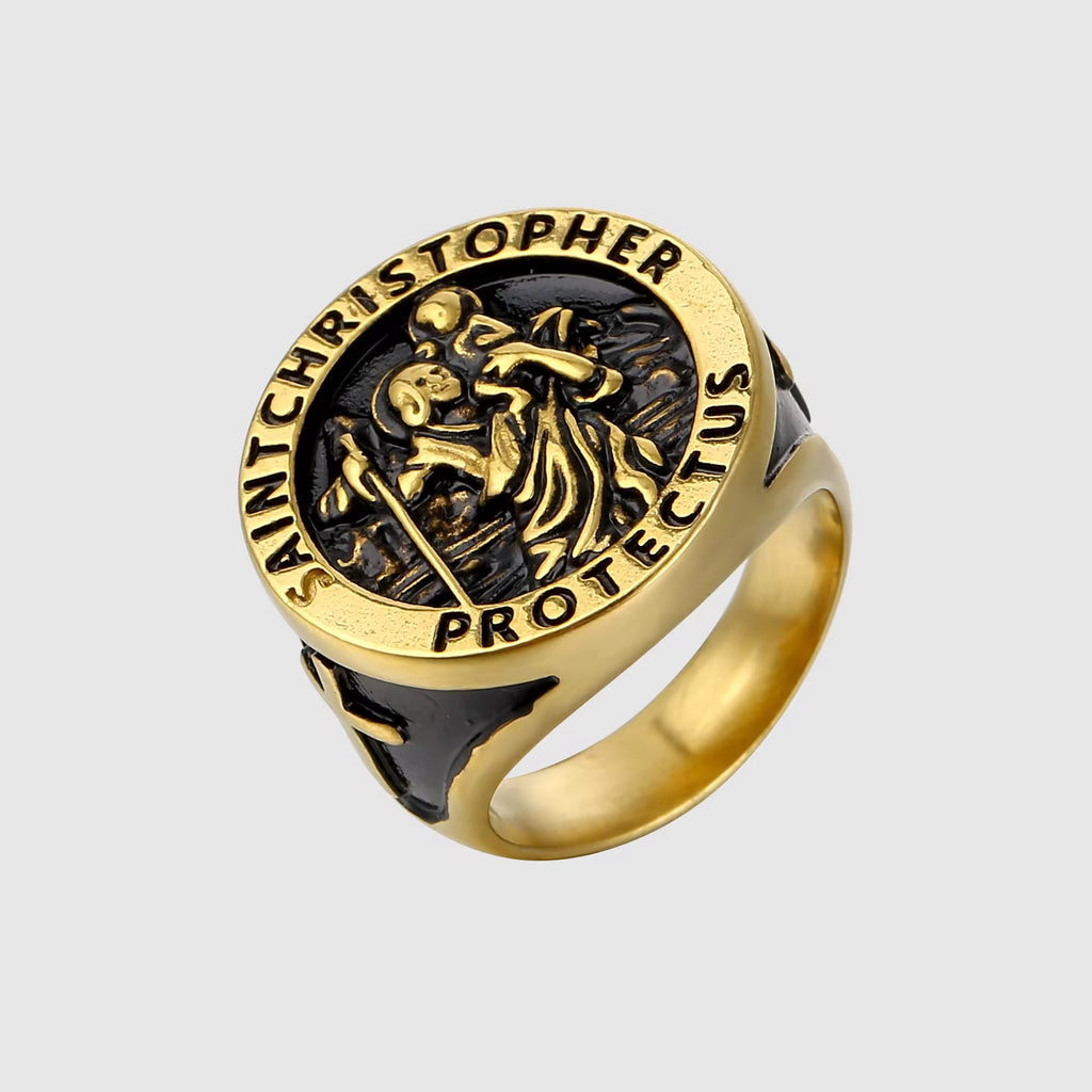 St Christopher Ring - 18K Gold plated