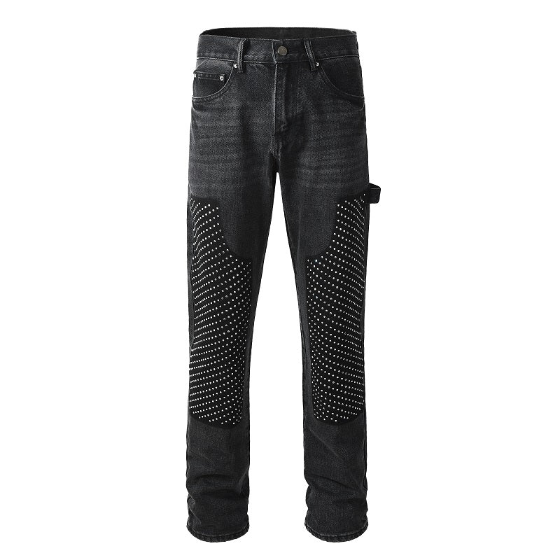Rhinestone Carpenter Jean - Washed Black