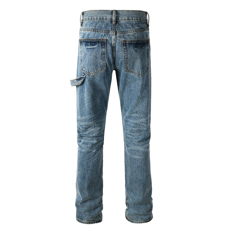 Rhinestone Carpenter Jean - Washed Blue
