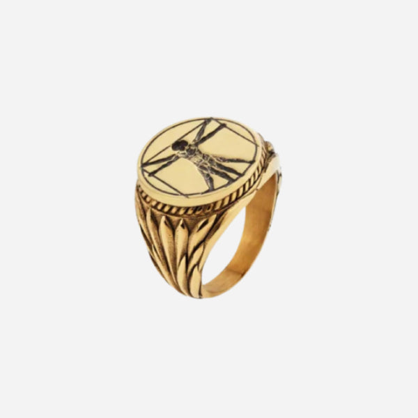Vitruvian Man Gold Ring