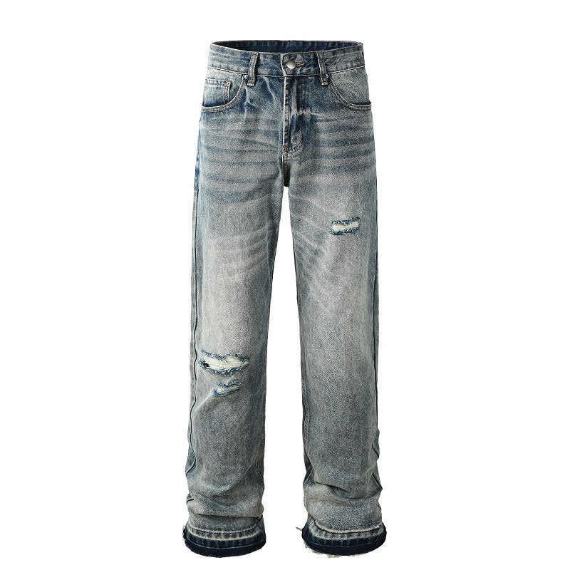 Ripped Baggy Denim Jean - Light Washed Blue