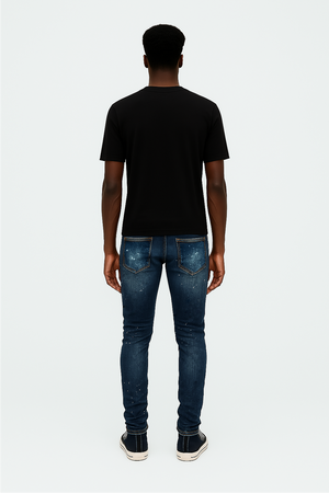 Ripped & Repaired Jean - Dark Blue Fade