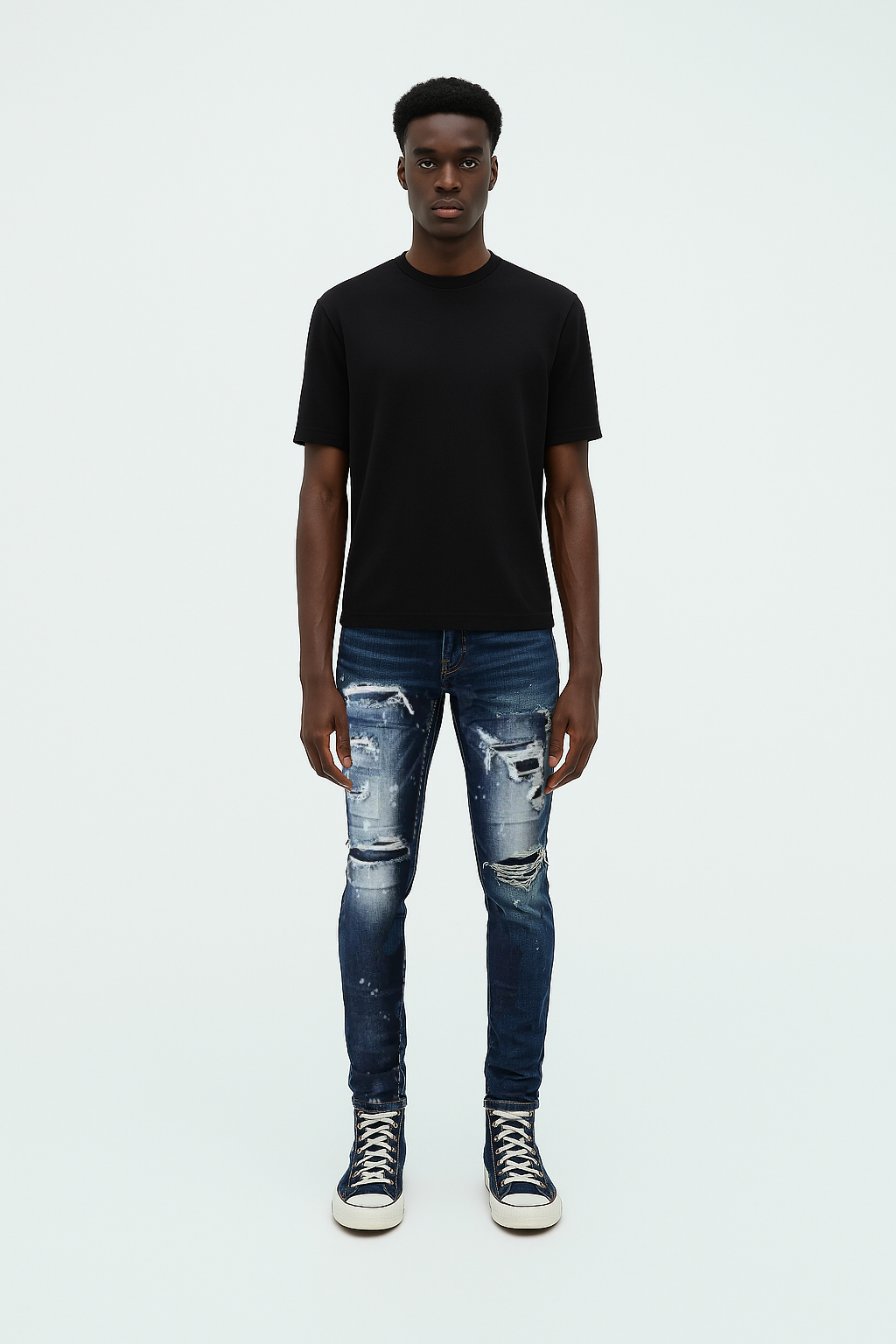 Ripped & Repaired Jean - Dark Blue Fade