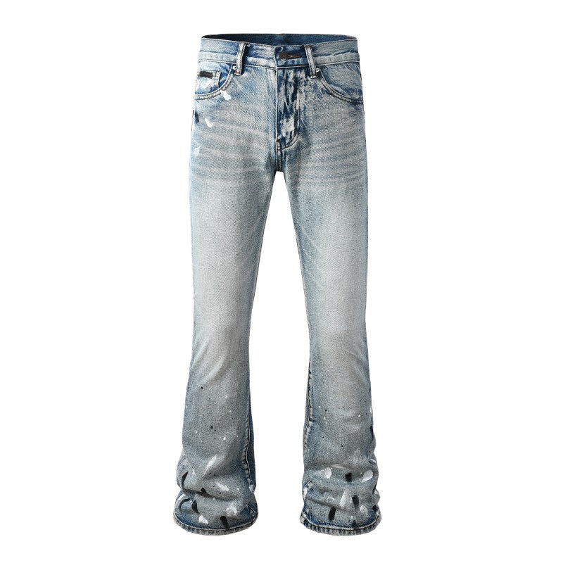 Paint Splash Flared Jean - Light Blue
