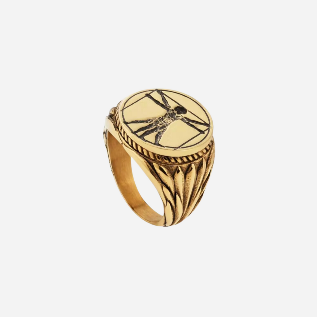 Vitruvian Man Gold Ring