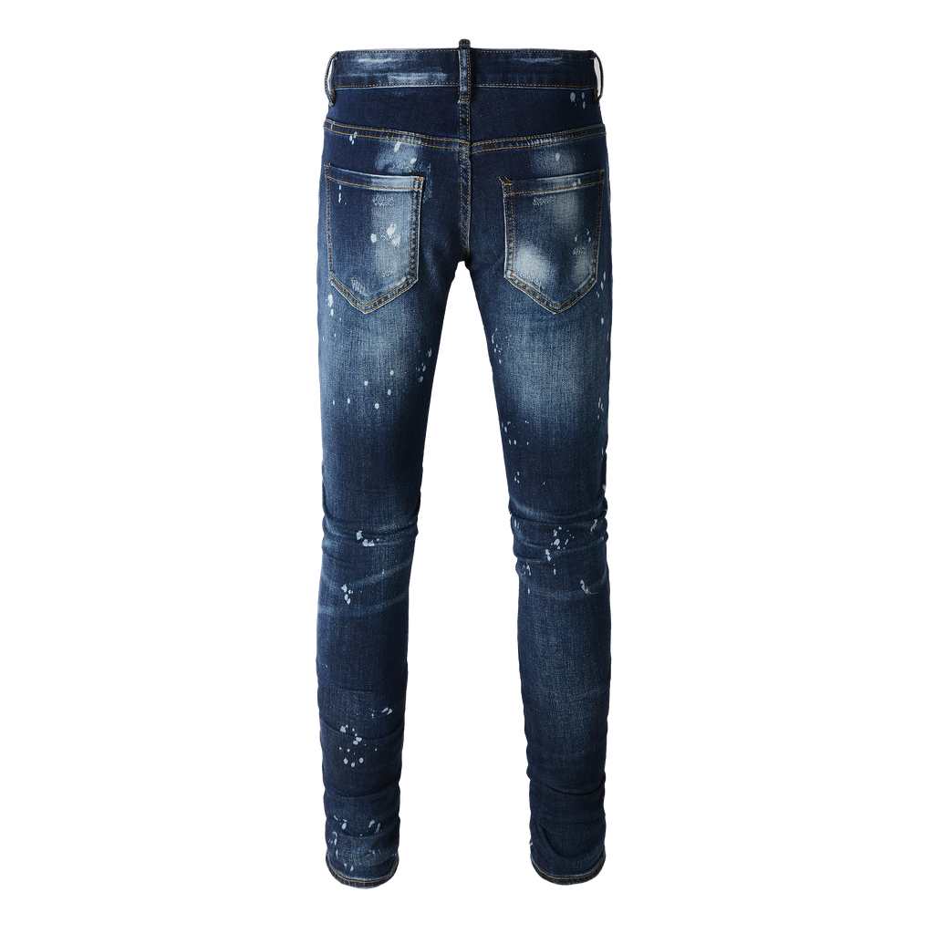 Ripped & Repaired Jean - Dark Blue Fade