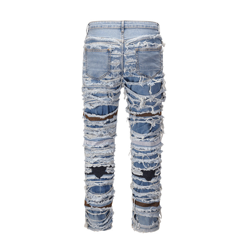 Frayed & Distressed Jean - Blue