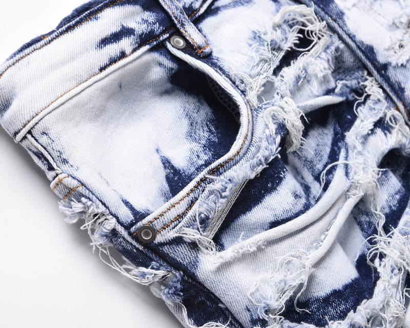 Frayed & Distressed Jean - Acid Light Blue