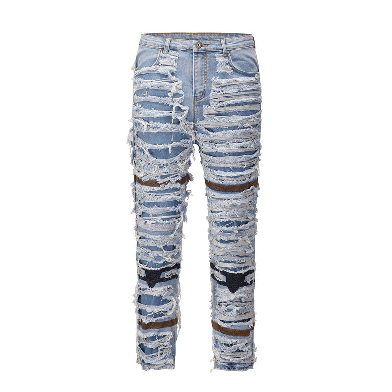 Frayed & Distressed Jean - Blue