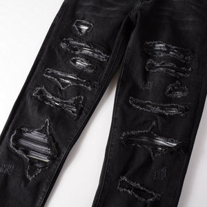 Ripped Panelled Patched Jean - Black