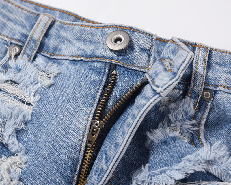 Frayed & Distressed Jean - Blue