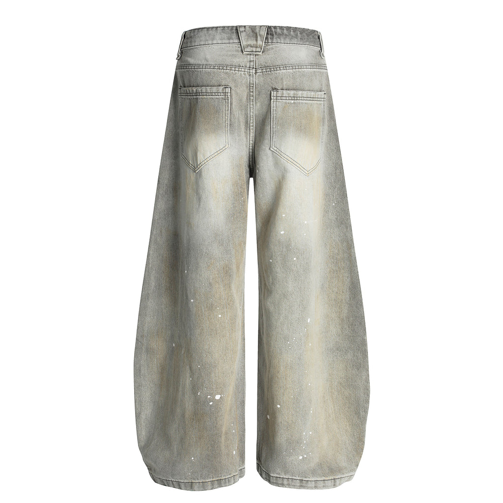 Oversized Baggy Wide Leg Ripped Denim Jean - Light Grey