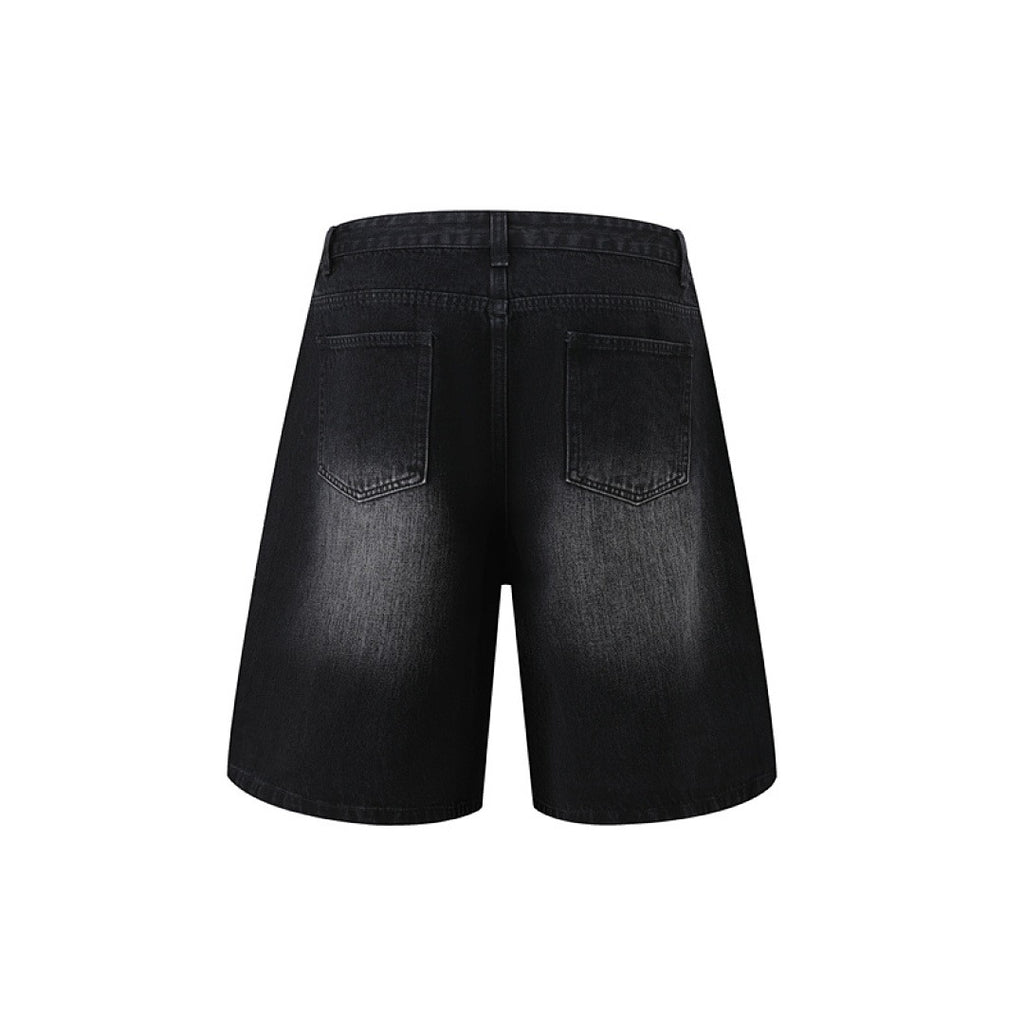 Rhinestone Denim Shorts - Black