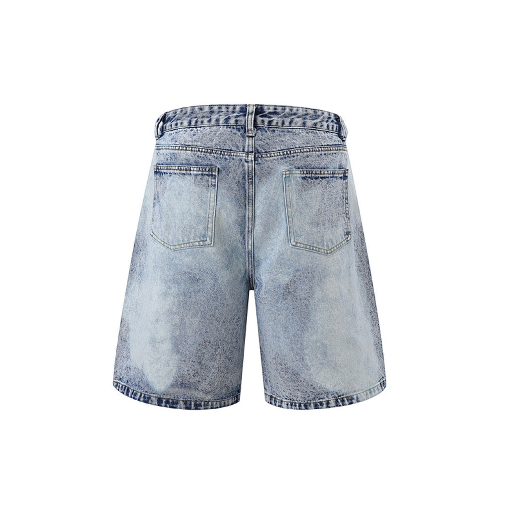 Acid Denim Shorts - Light Blue