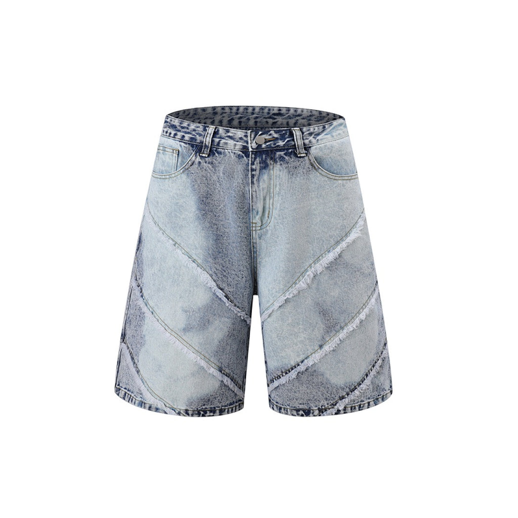 Acid Denim Shorts - Light Blue