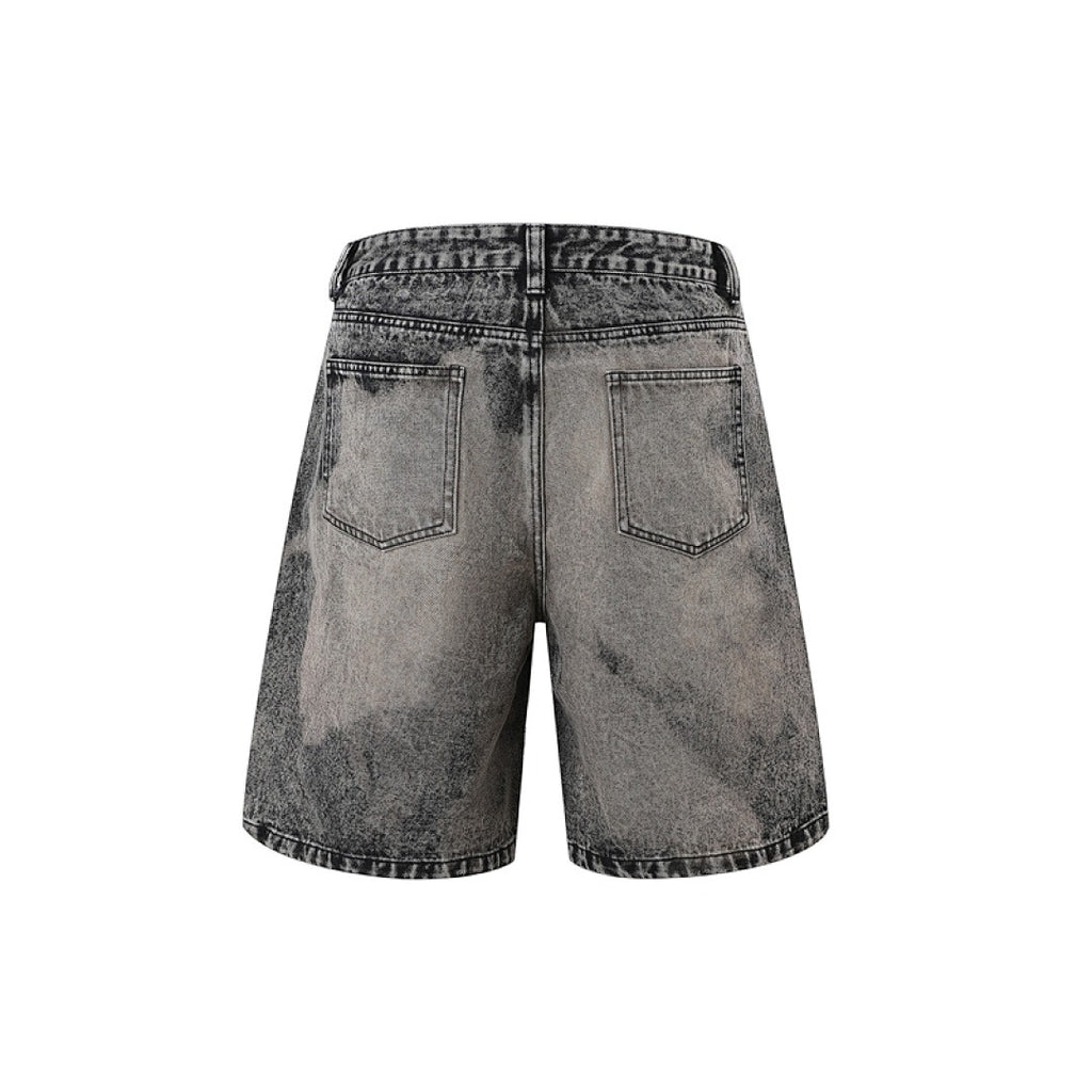 Acid Denim Shorts - Black