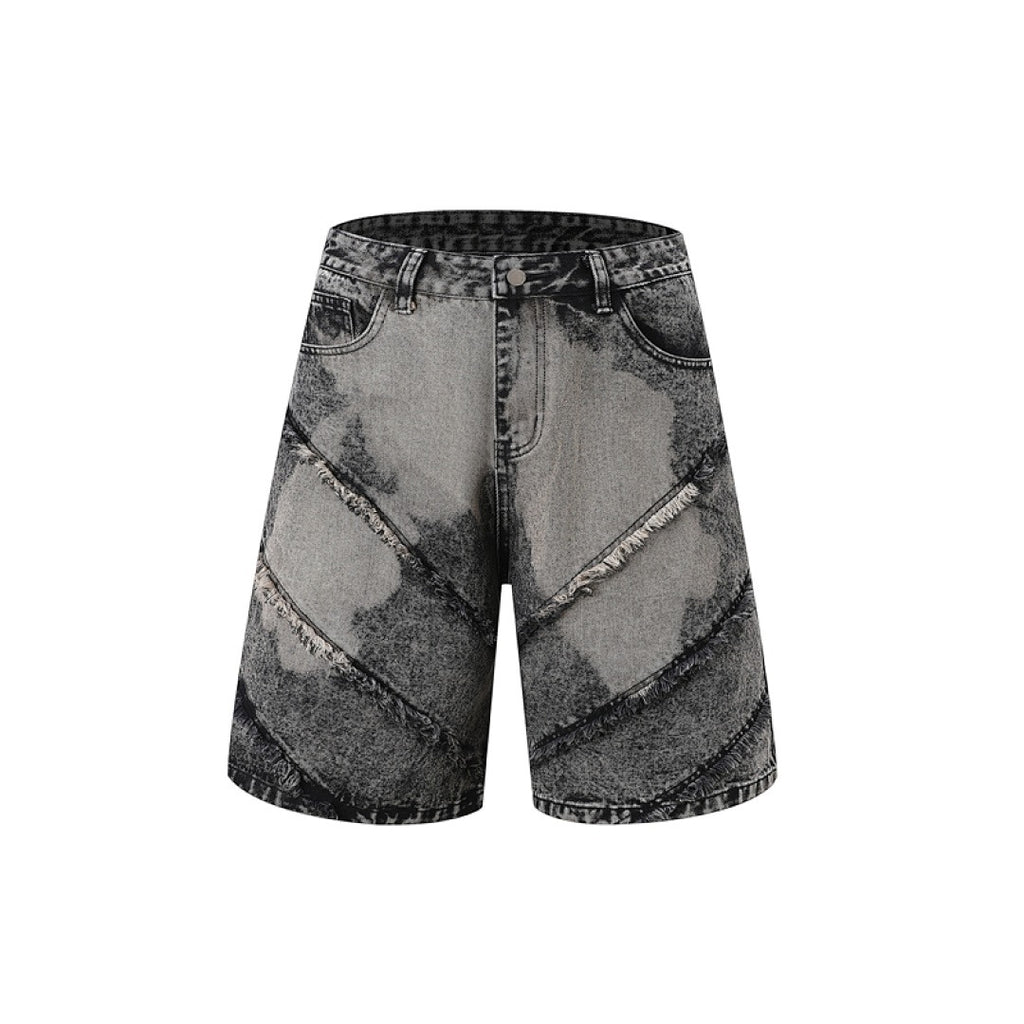 Acid Denim Shorts - Black
